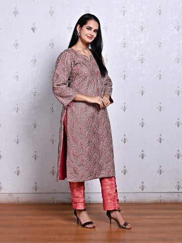 Pink Pure Tissue Hand Embroidered Suit with Tissue Pants & Dupatta