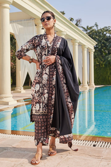 V-Neck Bagru & Ajrakh Dual-Print Kurta