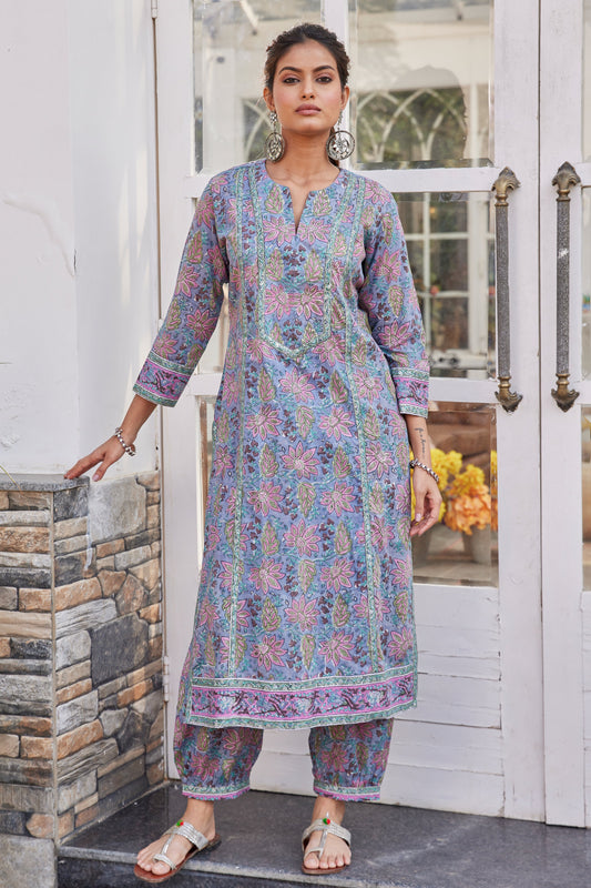 Hand Block Print Afghani Style Long Kurta