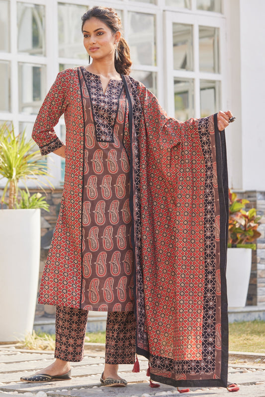 Ajrakh Hand Block Print Dupatta