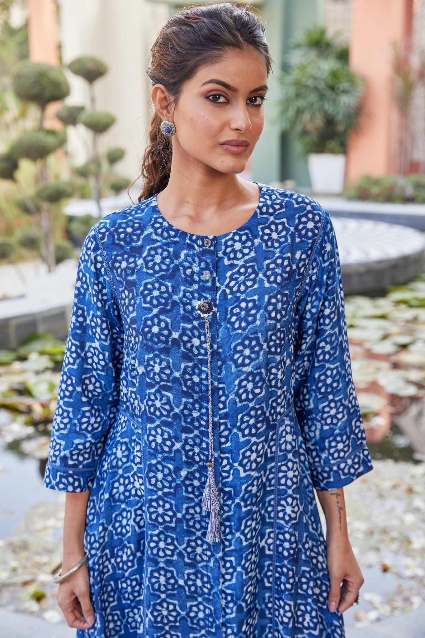 Indigo Asymmetric Ethnic Dress