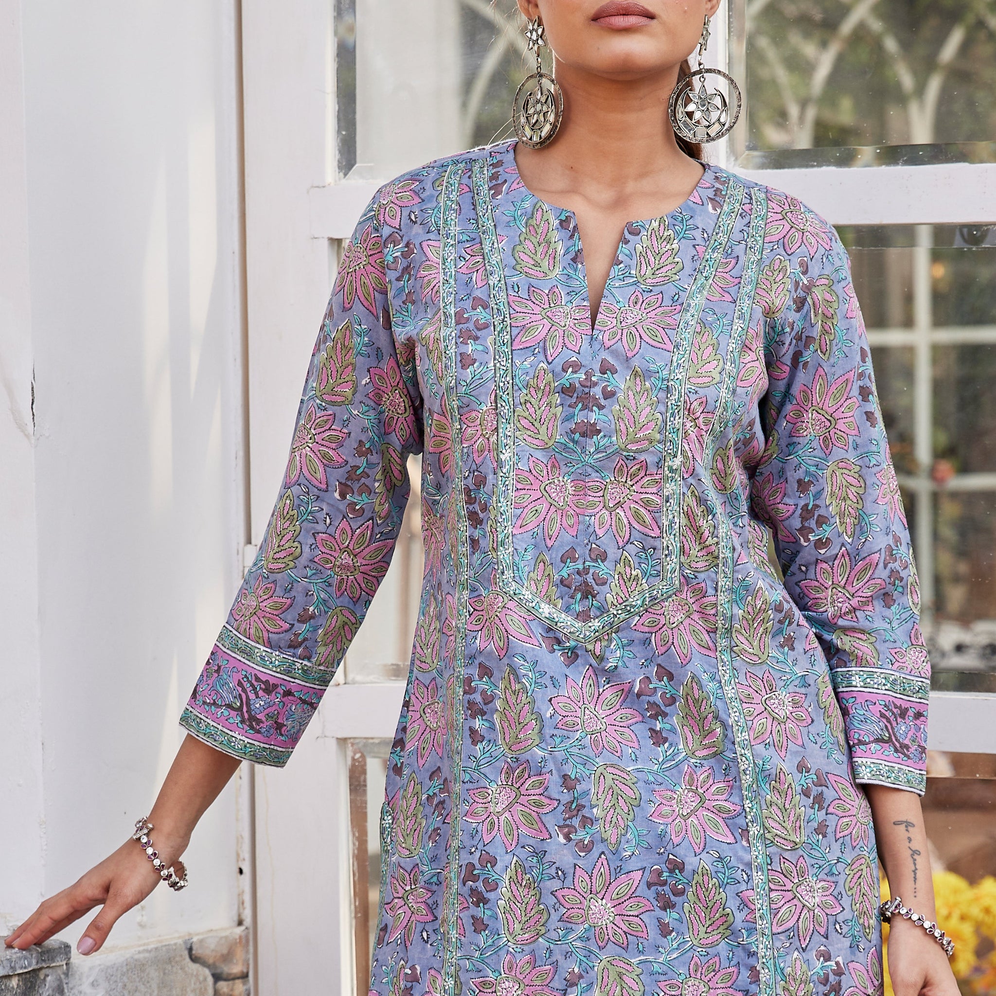 Hand Block Print Afghani Style Long Kurta