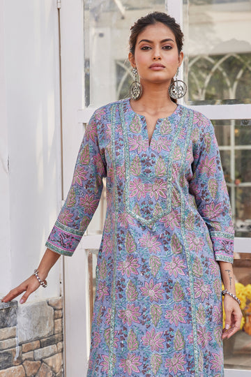 Hand Block Print Afghani Style Long Kurta