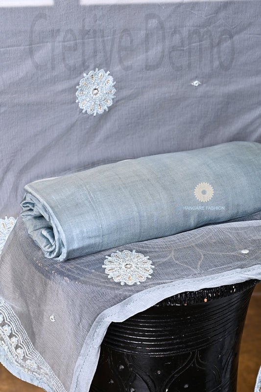 Graceful Georgette Lucknawi Handwork Suit with Chiffon Dupatta & Shantoon Bottom