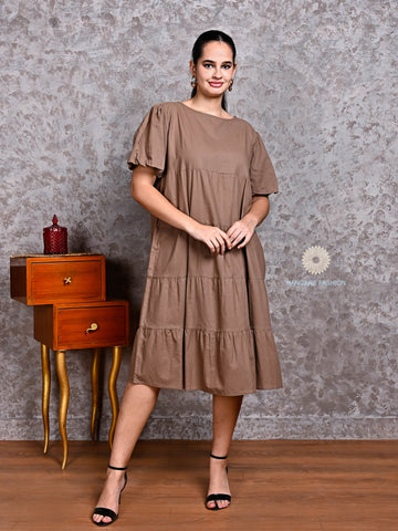 Cocoa Tiered Midi Dress – Earthy Grace