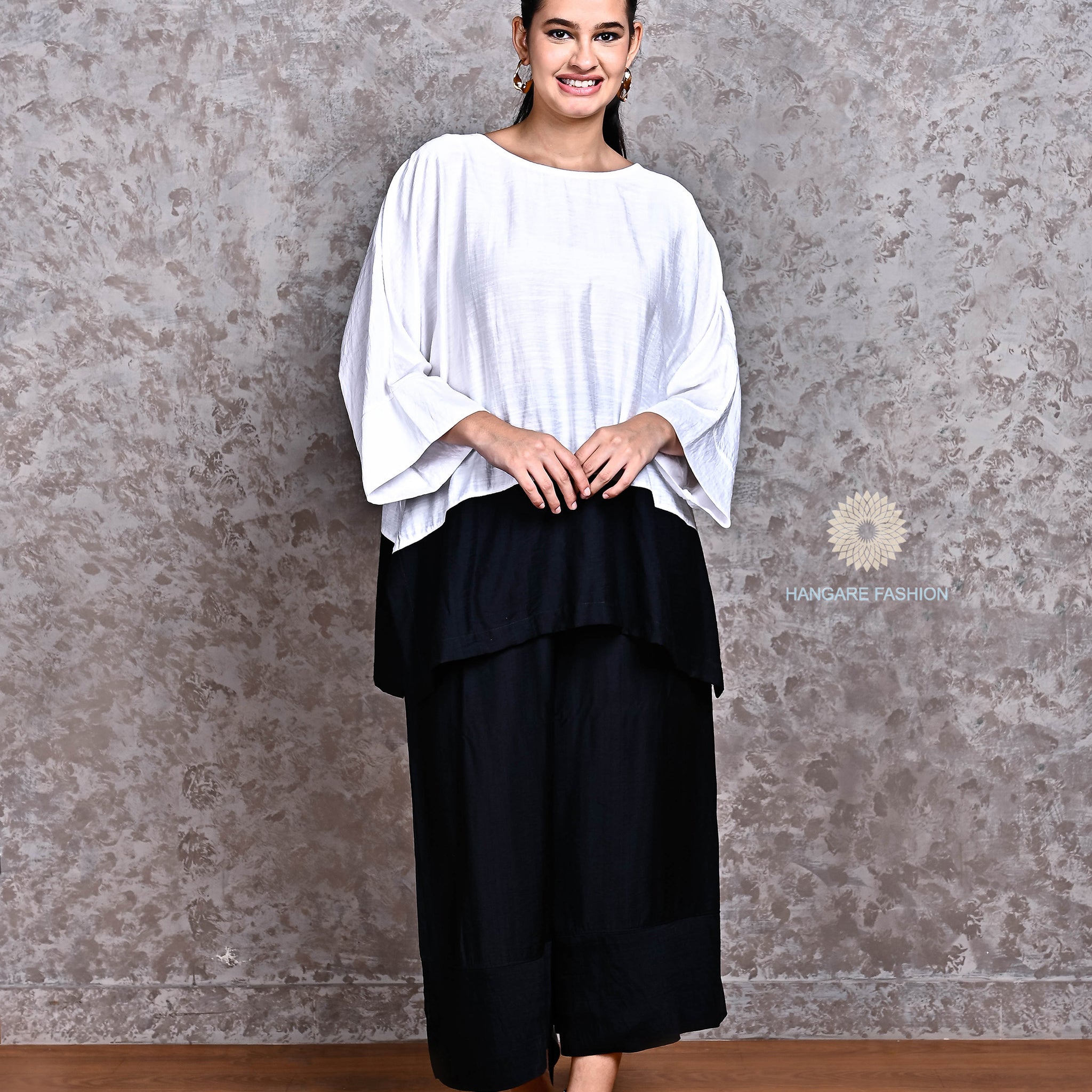 Monochrome Cotton-Linen Coord Set – Relaxed Elegance in Black & White
