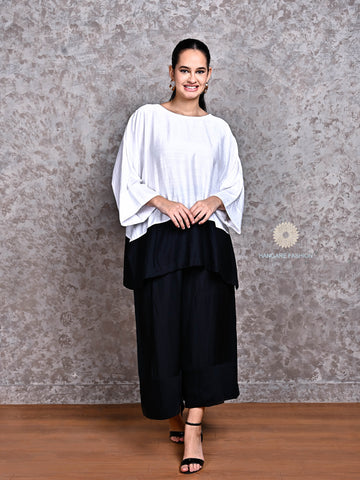 Monochrome Cotton-Linen Coord Set – Relaxed Elegance in Black & White