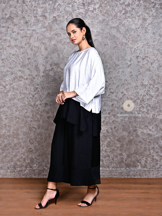 Monochrome Cotton-Linen Coord Set – Relaxed Elegance in Black & White