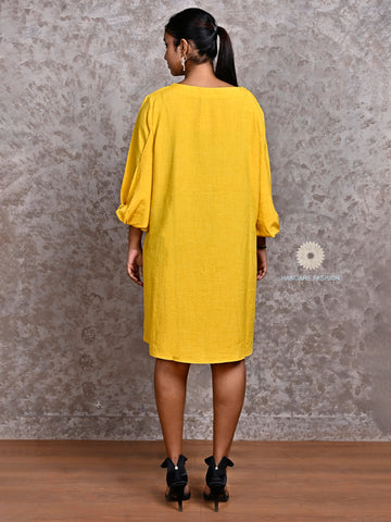 Golden Marigold Crepe Tunic – Bright & Breezy Elegance