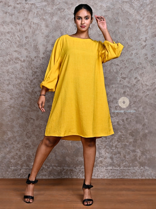 Golden Marigold Crepe Tunic – Bright & Breezy Elegance
