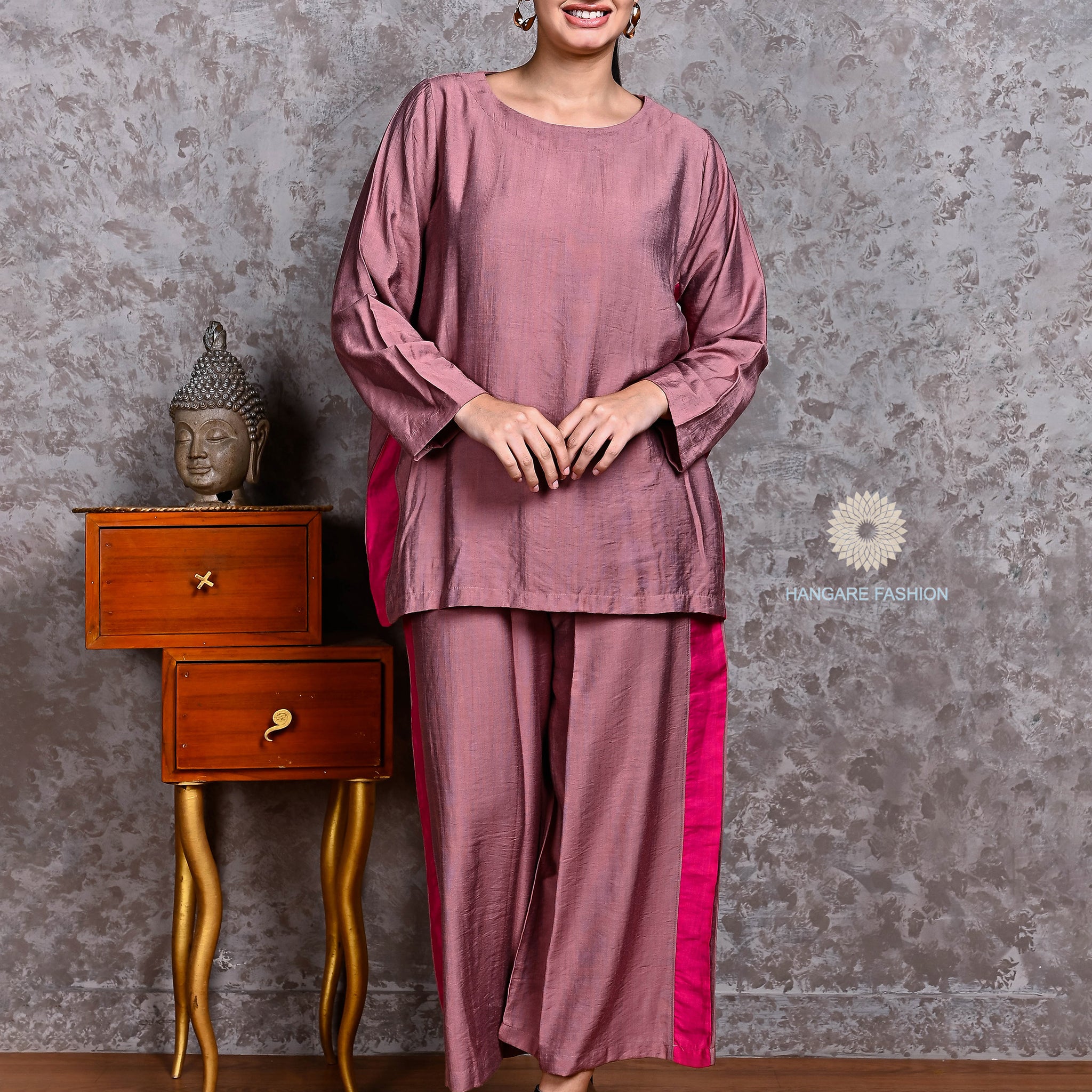 Mauve & Magenta Luxe Coord Set – Cotton-Linen Fusion