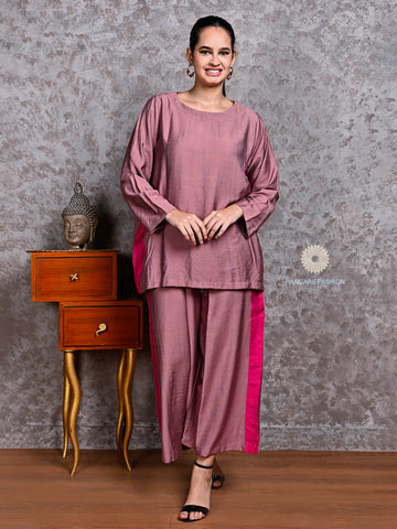 Mauve & Magenta Luxe Coord Set – Cotton-Linen Fusion