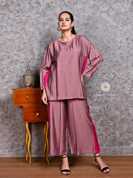 Mauve & Magenta Luxe Coord Set – Cotton-Linen Fusion