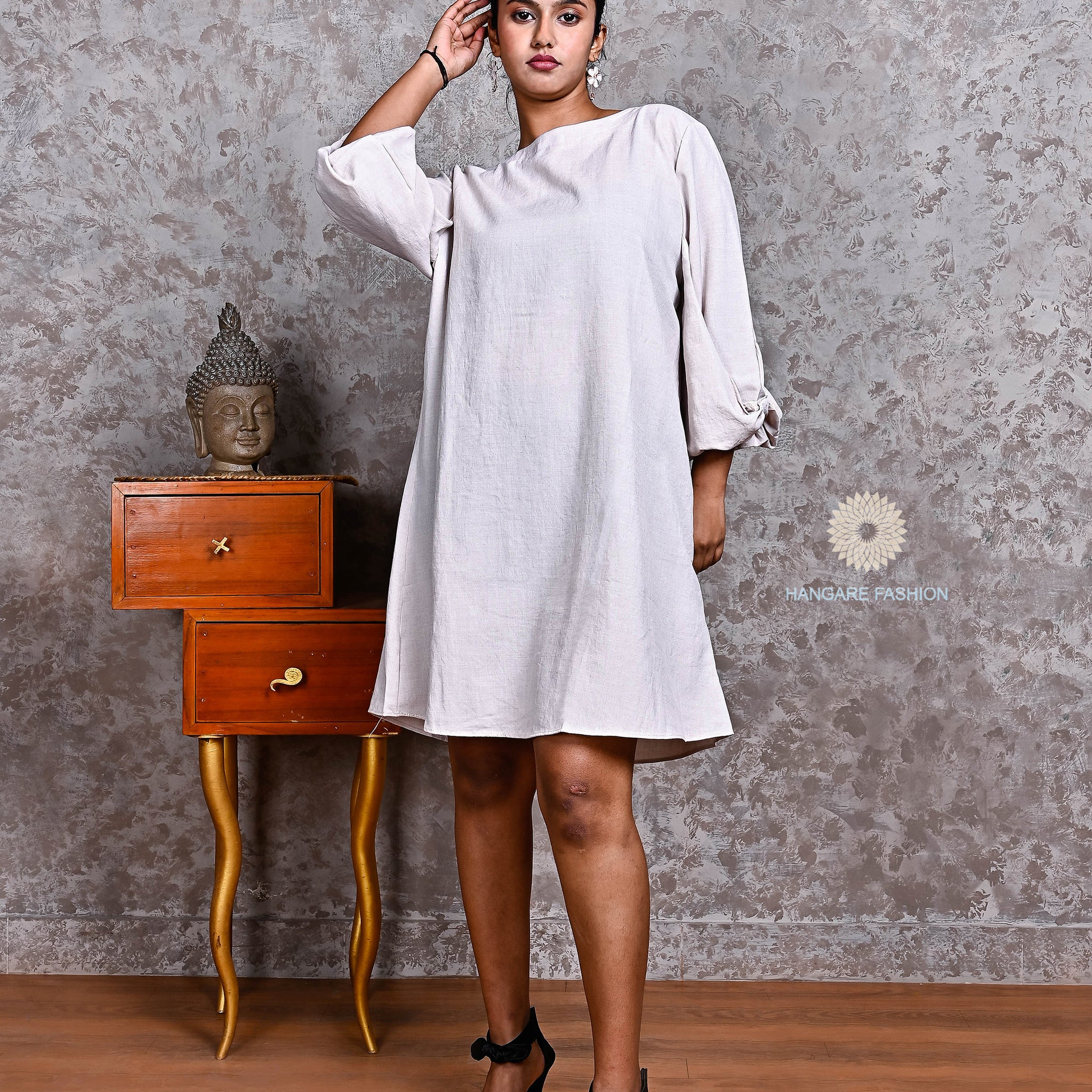 Champagne Beige Tunic Dress – A Minimalist Classic for Everyday Chic