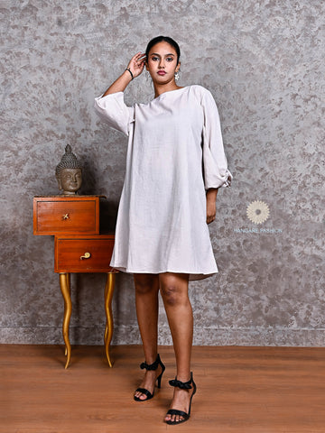 Champagne Beige Tunic Dress – A Minimalist Classic for Everyday Chic