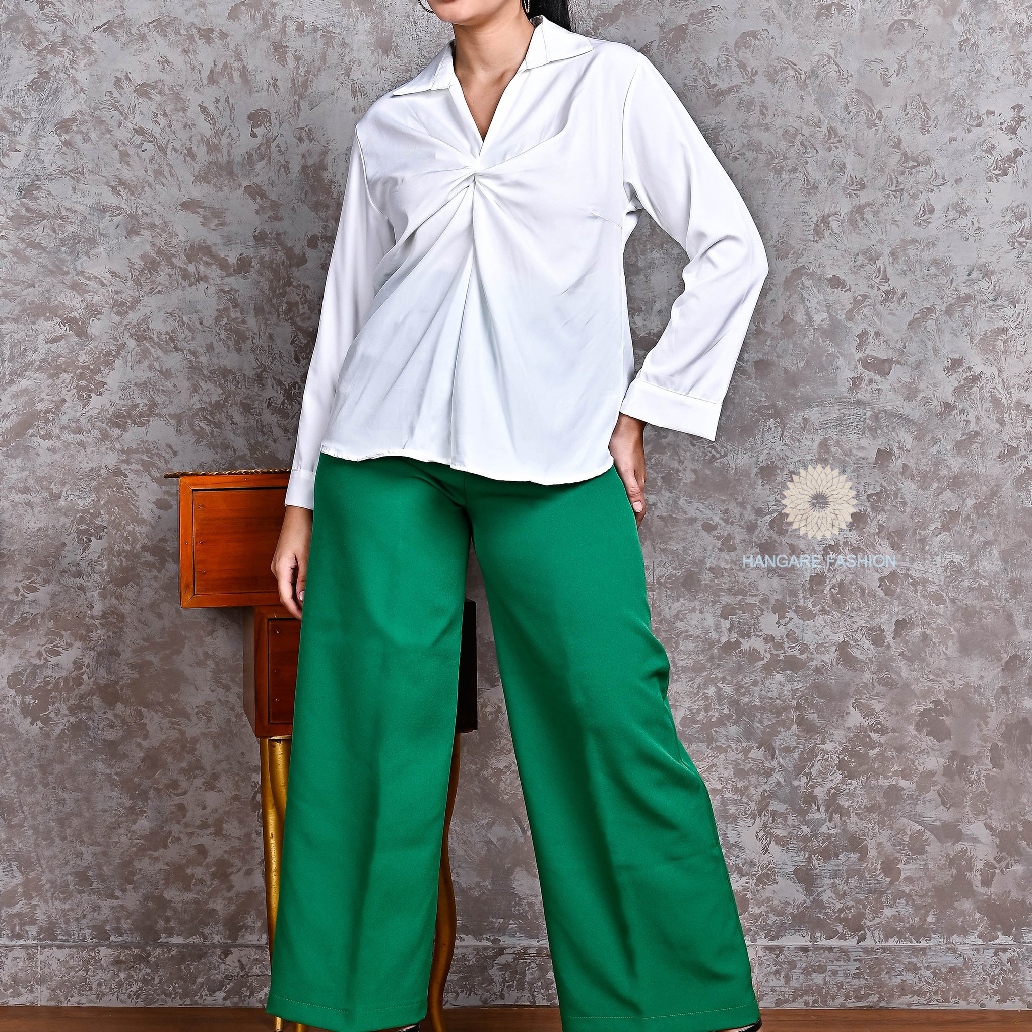 White Twisted Front Shirt – Shirt Crepe Fabric