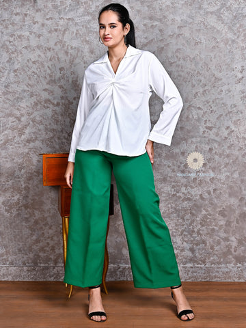White Twisted Front Shirt – Shirt Crepe Fabric