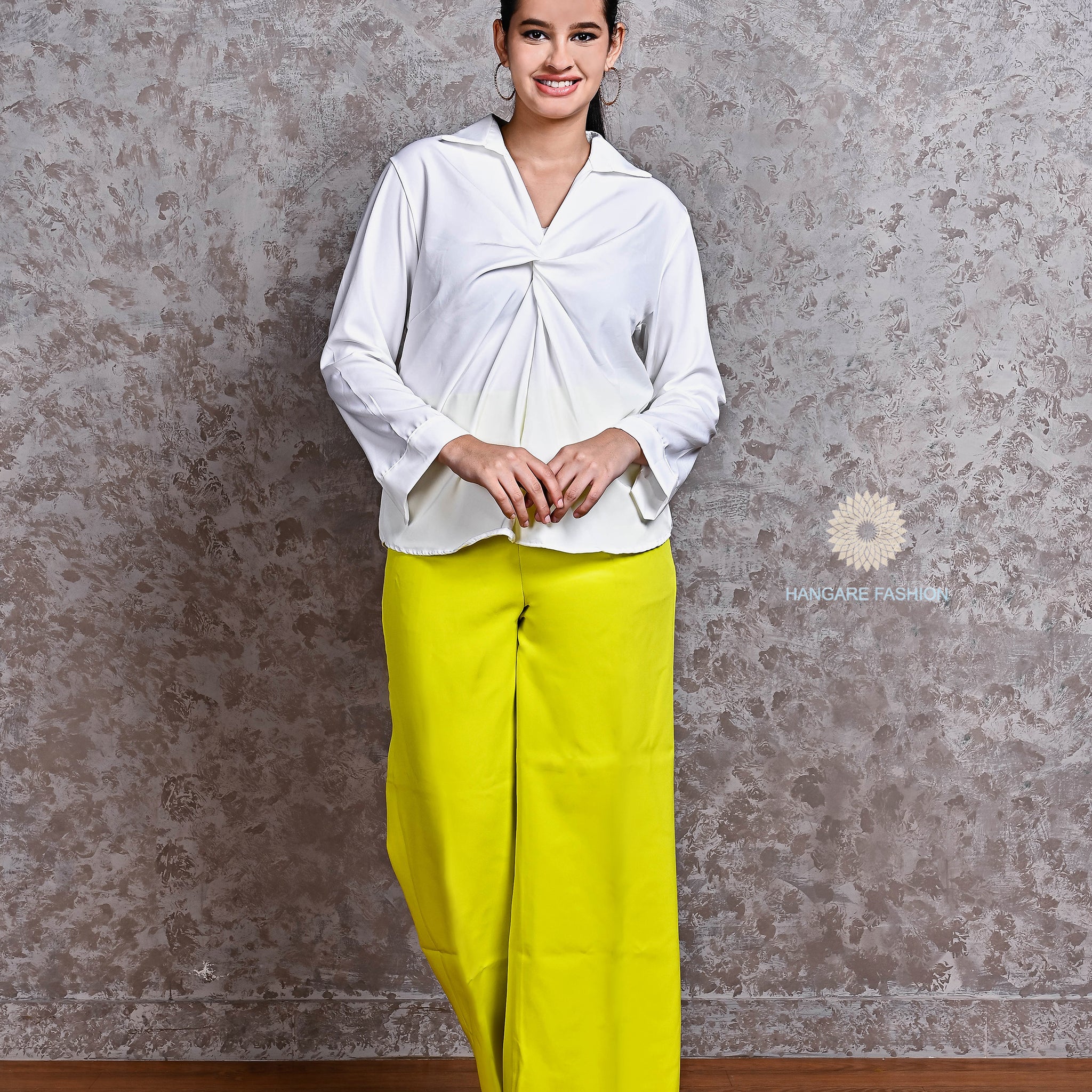 White Twist-Front Crepe Shirt – Western Wear