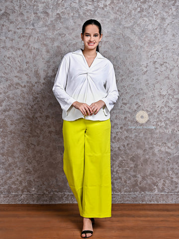 White Twist-Front Crepe Shirt – Western Wear