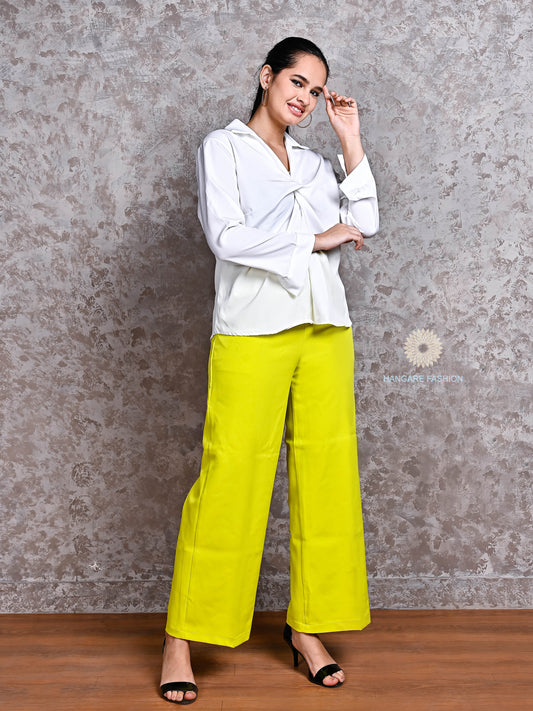 White Twist-Front Crepe Shirt – Western Wear
