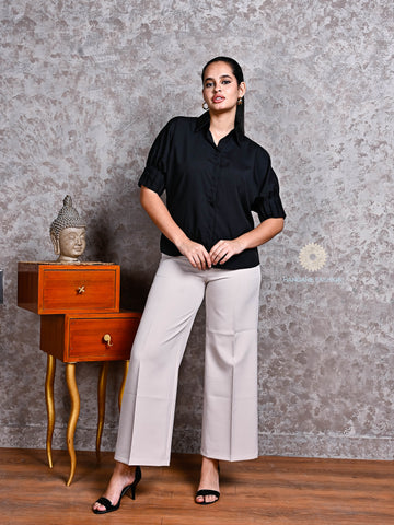 Black Puff Sleeve Shirt – Shirt Crepe Elegance