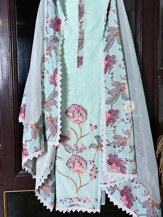 Elegant Kota Suit Set with Pearl & Patch Work Dupatta