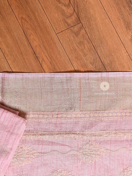 Soft Pink Pure Tissue Lucknowi Chikankari Shirt & Dupatta Set