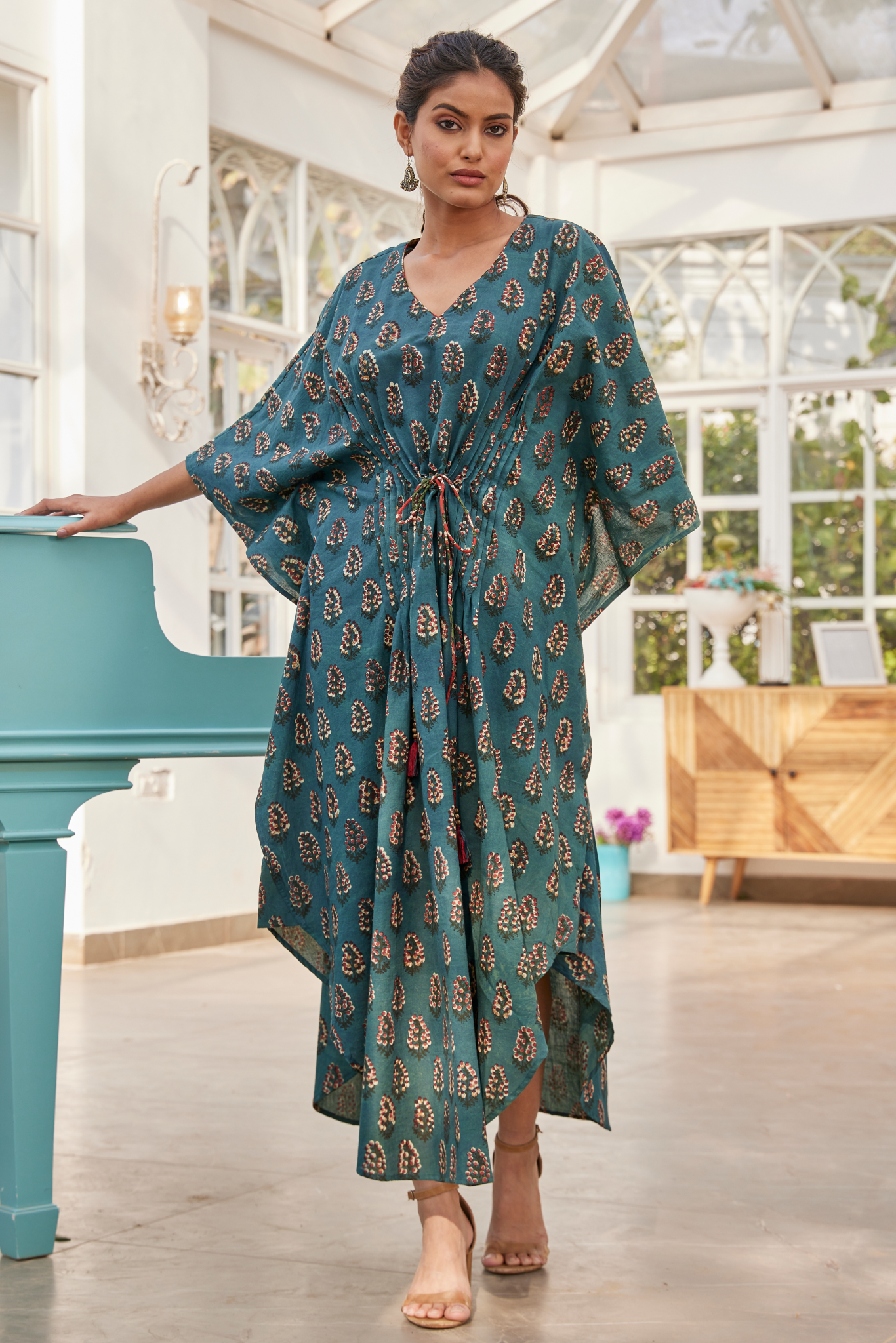 Blue Hand Block Print Kaftan