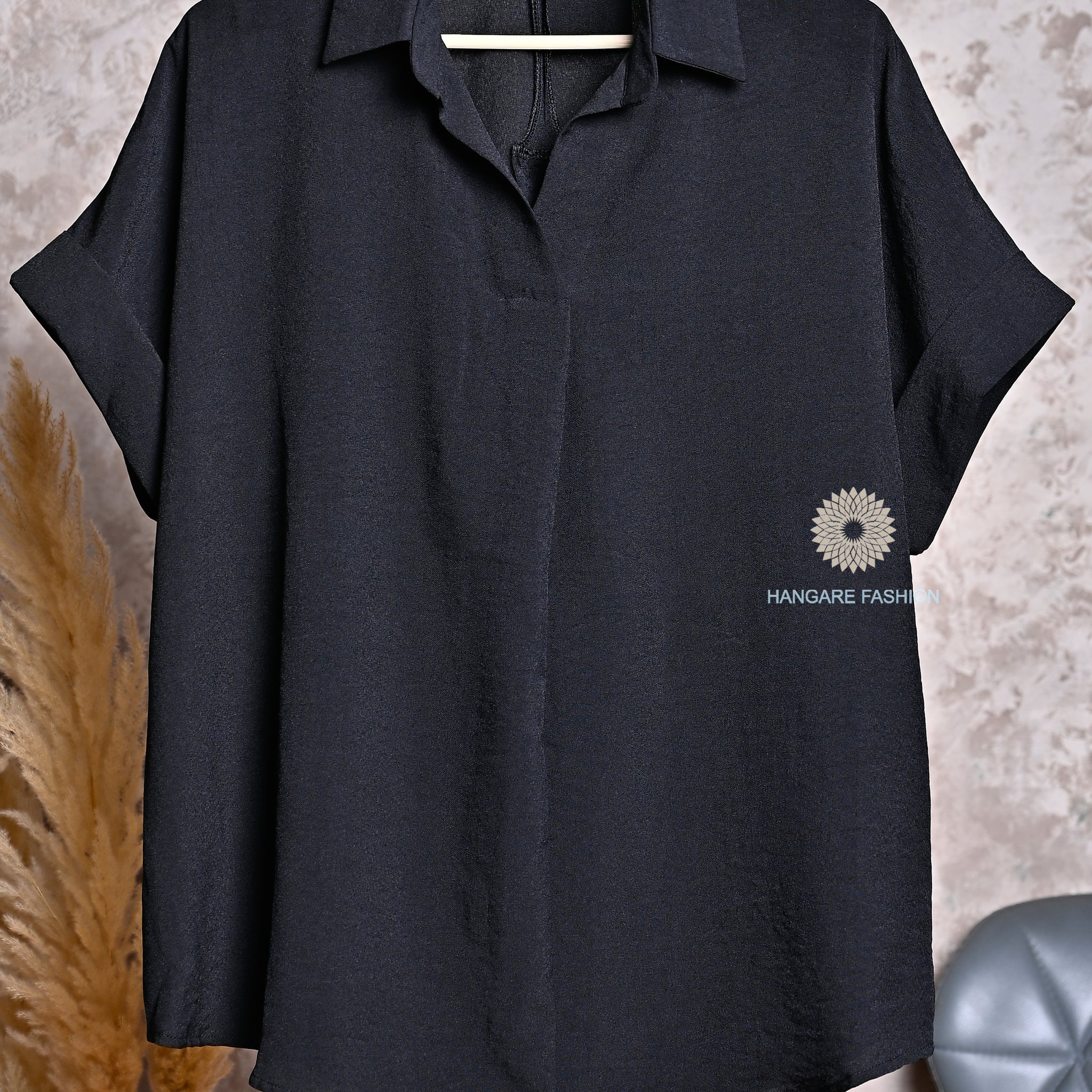 Midnight Black Blended Cotton Relaxed Shirt – Minimalist Everyday Essential