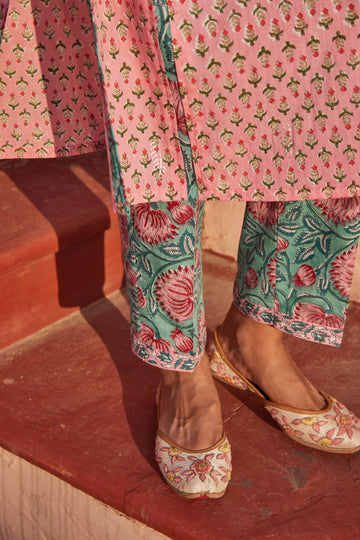 Hand Block Printed Ethnic Straight Fit Floral Pants