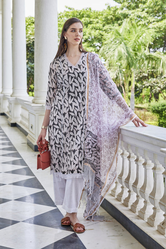 Hand-Block Printed Cotton Kota Dupatta