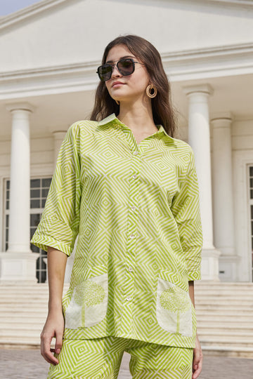 Hand-Block Printed Cotton Mul Shirt