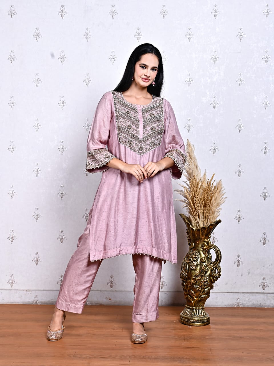 Dola Silk Coordset with Cut Dana Work