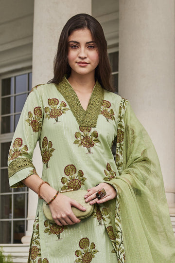 Hand-Blocked Cotton Lurex Kurta