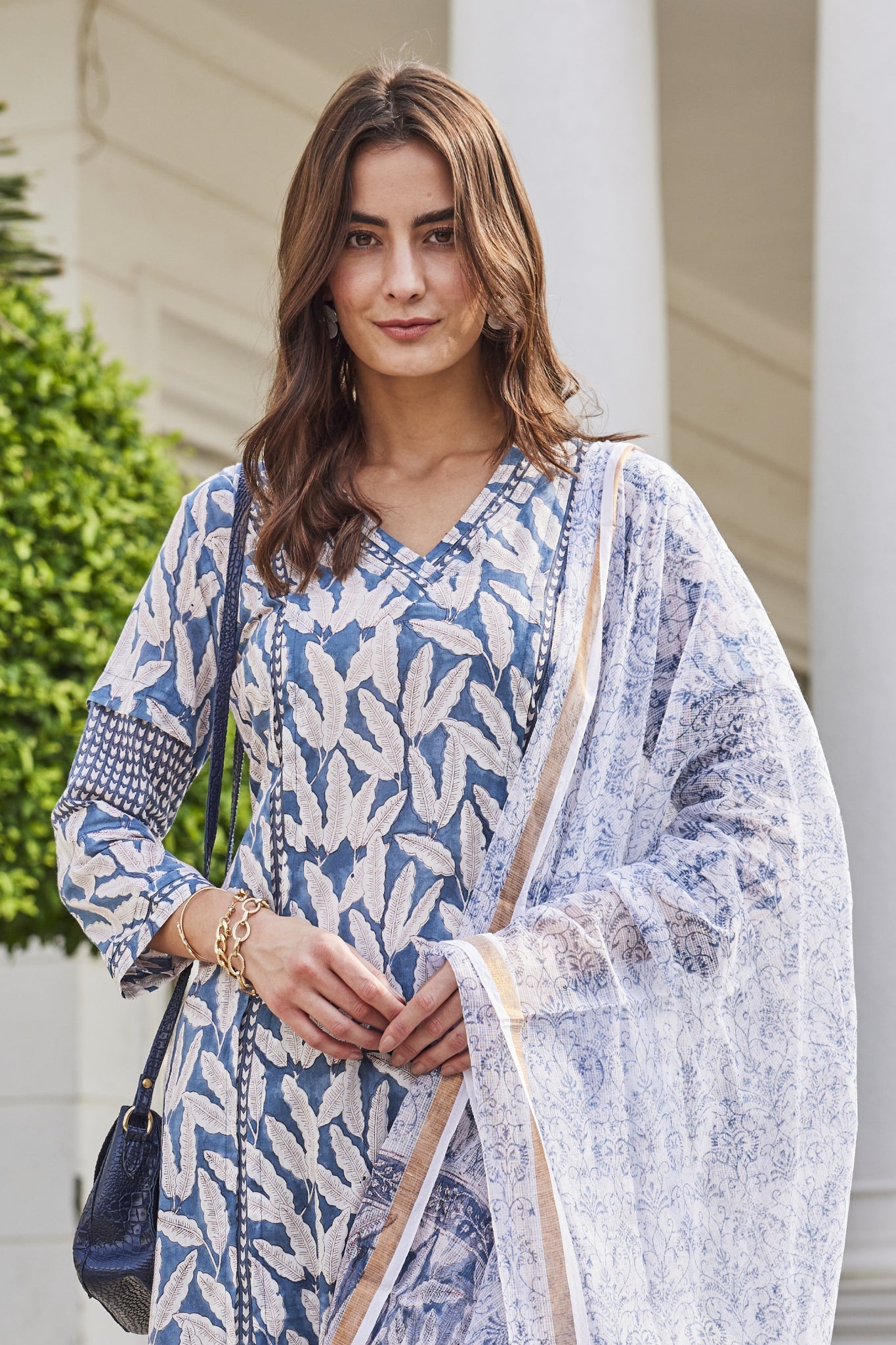 Hand-Blocked Cotton Mul Long Kurta