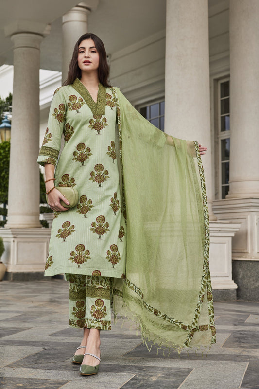 Kota Cotton Dupatta with Printed Borders