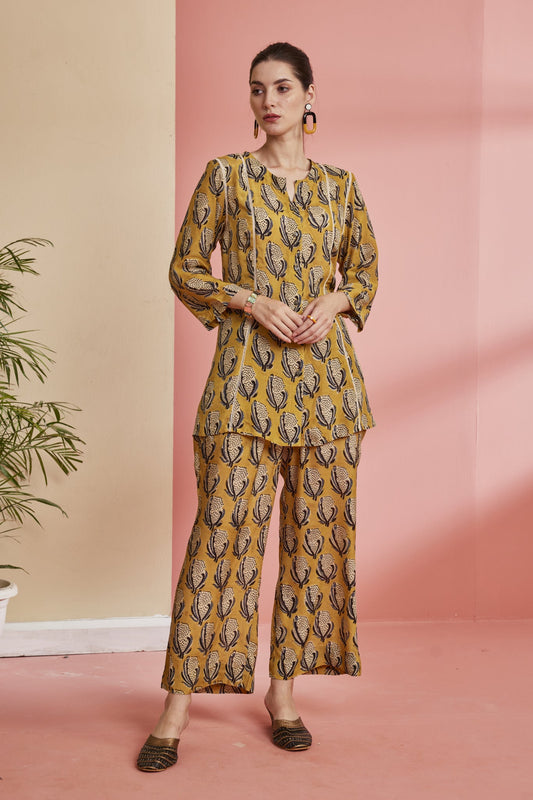 Mustard Muslin Two-Piece Co-ord Set